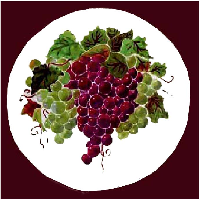 ! - Grapes On White Round Metal Stove Burner Covers ! - Grapes On White Round Metal Stove Burner Covers